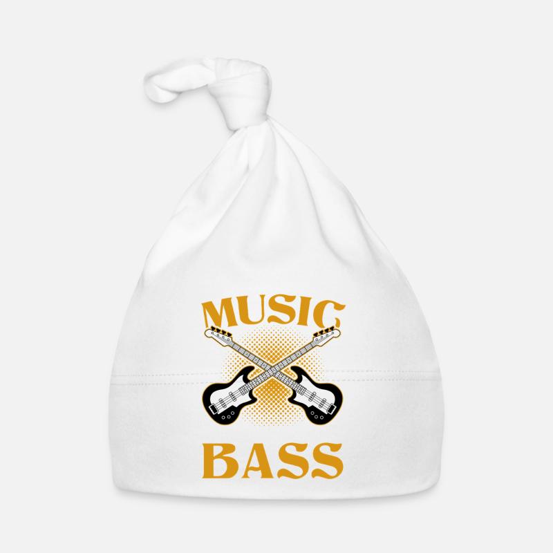 Musique Basse Guitares électriques croisées Graphisme rétro Bonnet bio Bébé