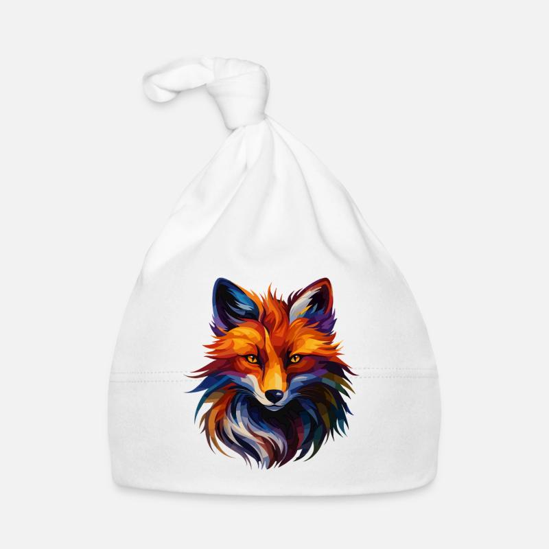 Art coloré de renards polygonaux – Design animalier moderne Bonnet bio Bébé