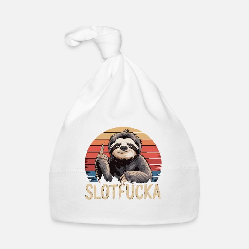 Sloth Middle Finger Retro Humor Sarcasm Organic Baby Cap