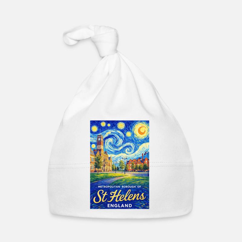 St Helens England Starry Townscape Baby Bio-Mütze