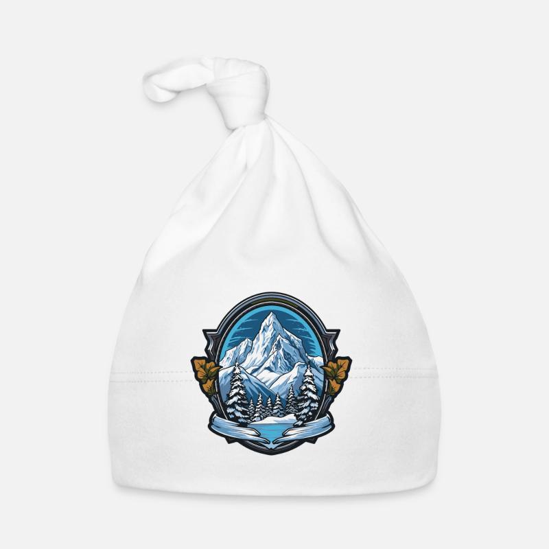 Mountains Winter Landscape Emblem Organic Baby Cap