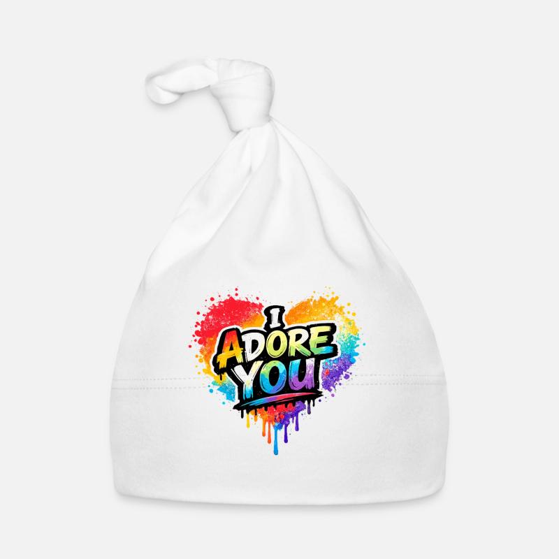 Message d’amour coloré Je t’adore Graffiti Bonnet bio Bébé