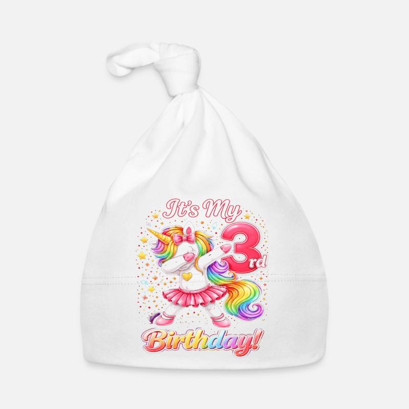 Third Birthday Unicorn Rainbow Organic Baby Cap