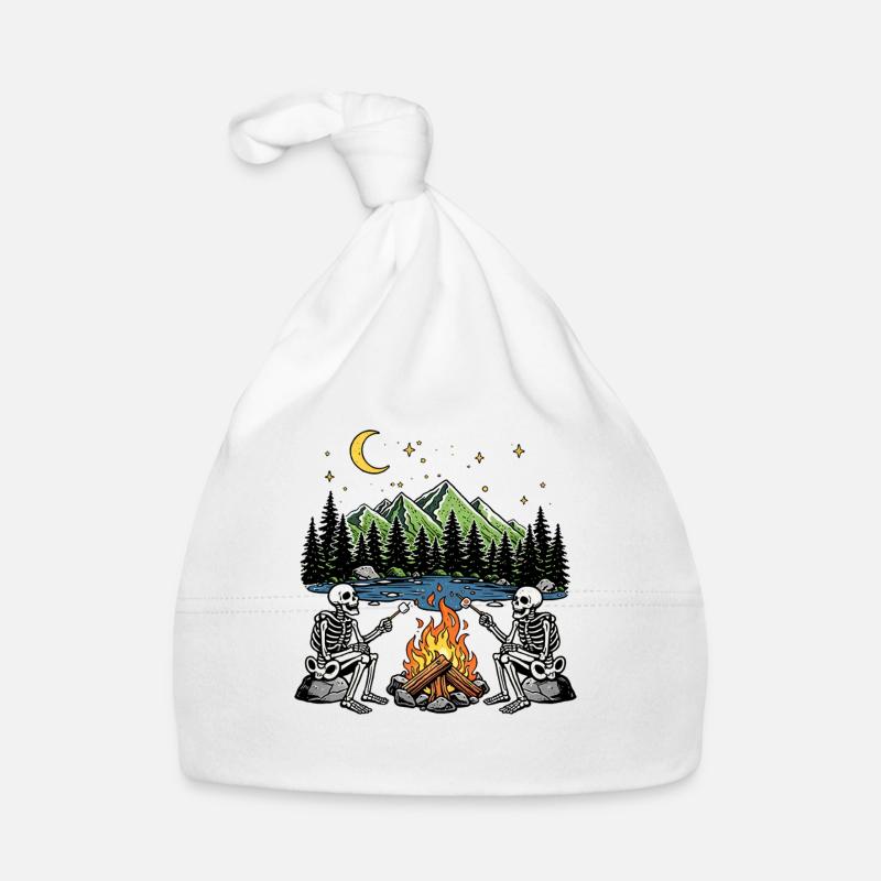 Skeleton Campfire Night Marshmallow Camping Camp Organic Baby Cap