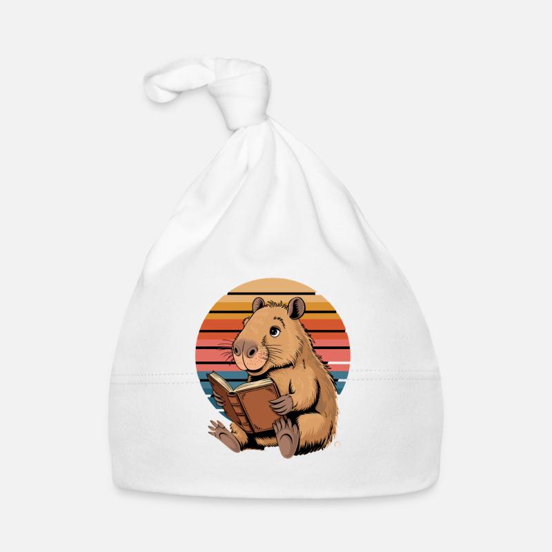 Reading Capybara Retro Sunset for Organic Baby Cap