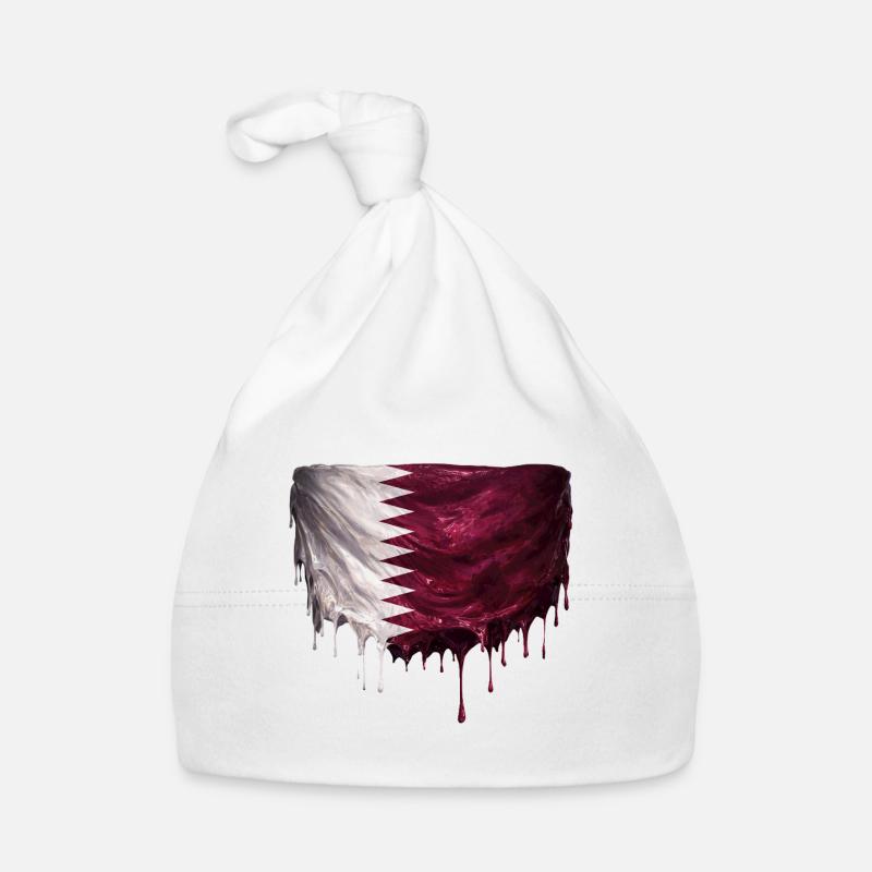Drapeau du Qatar dans un graffiti tombé Bonnet bio Bébé