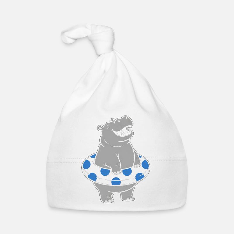 Hippopotamus with polka float ring Organic Baby Cap