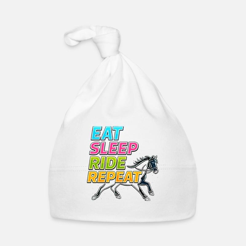 Mange, Dors, Chevauche, Répéte, Cheval Néon, Cavalier Bonnet bio Bébé