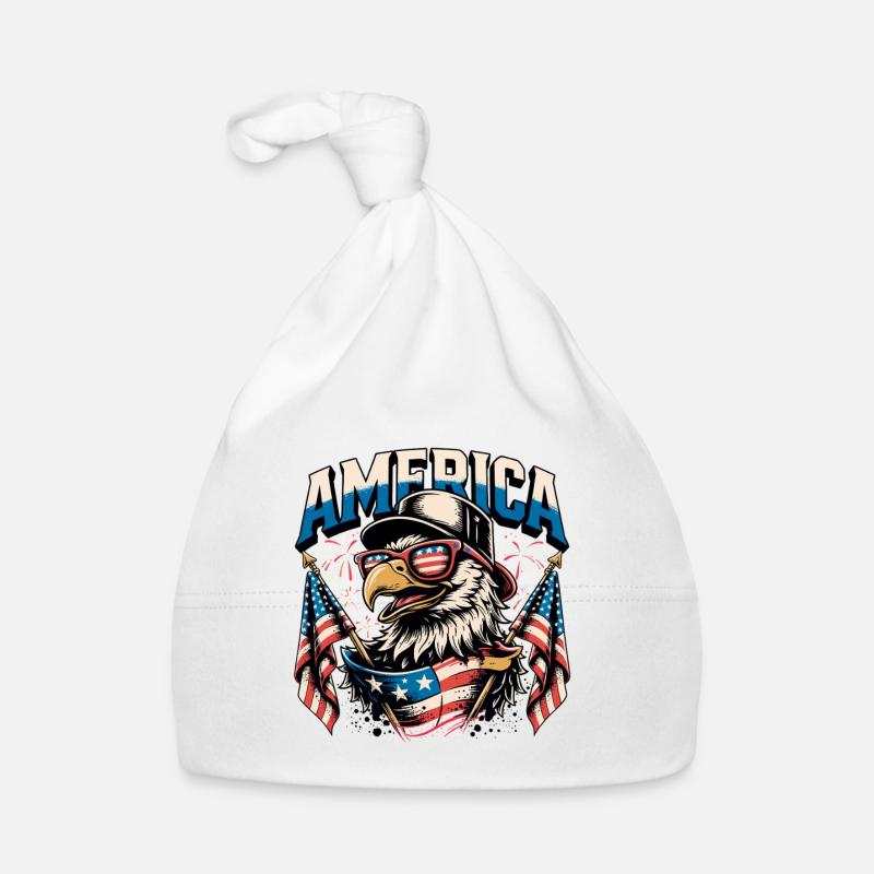 Aigle patriotique avec drapeaux Bonnet bio Bébé