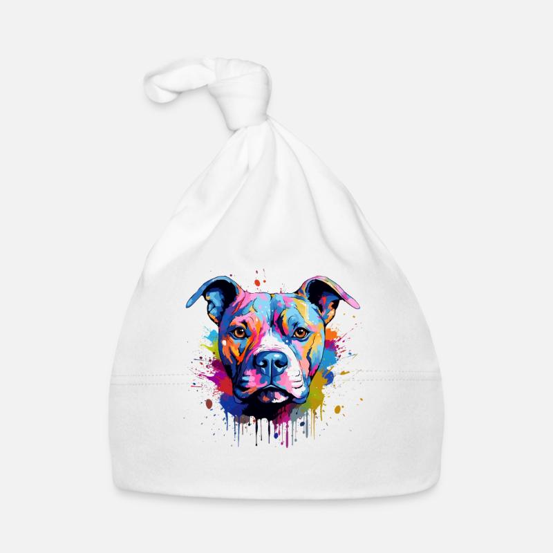 Splash Art Pitbull Hund Farbenfroh Baby Bio-Mütze