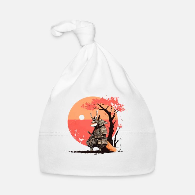 Le renard samouraï au coucher du soleil Bonnet bio Bébé