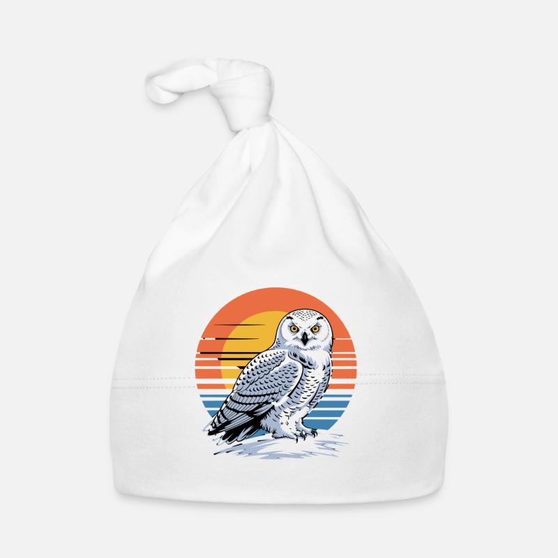 La chouette blanche devant la chouette du coucher rétro Bonnet bio Bébé