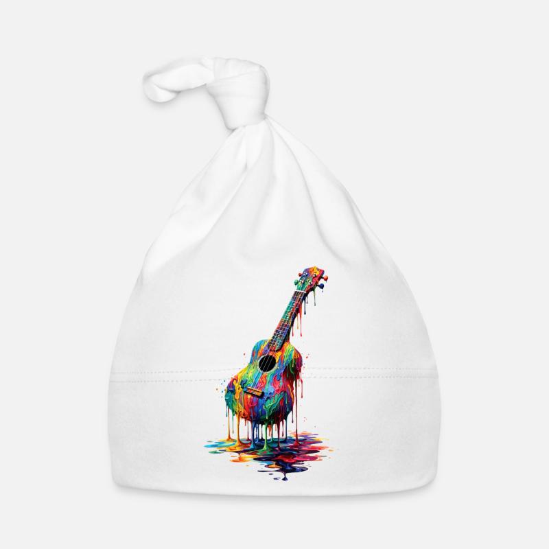 Ukulele mit tropfender Farbe Baby Bio-Mütze