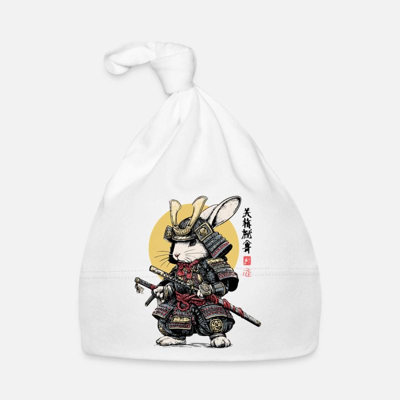 Rabbit Samurai in Armor with Katana Organic Baby Cap