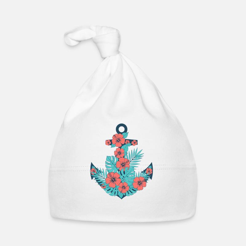 Tropical Hibiscus Anchor Organic Baby Cap