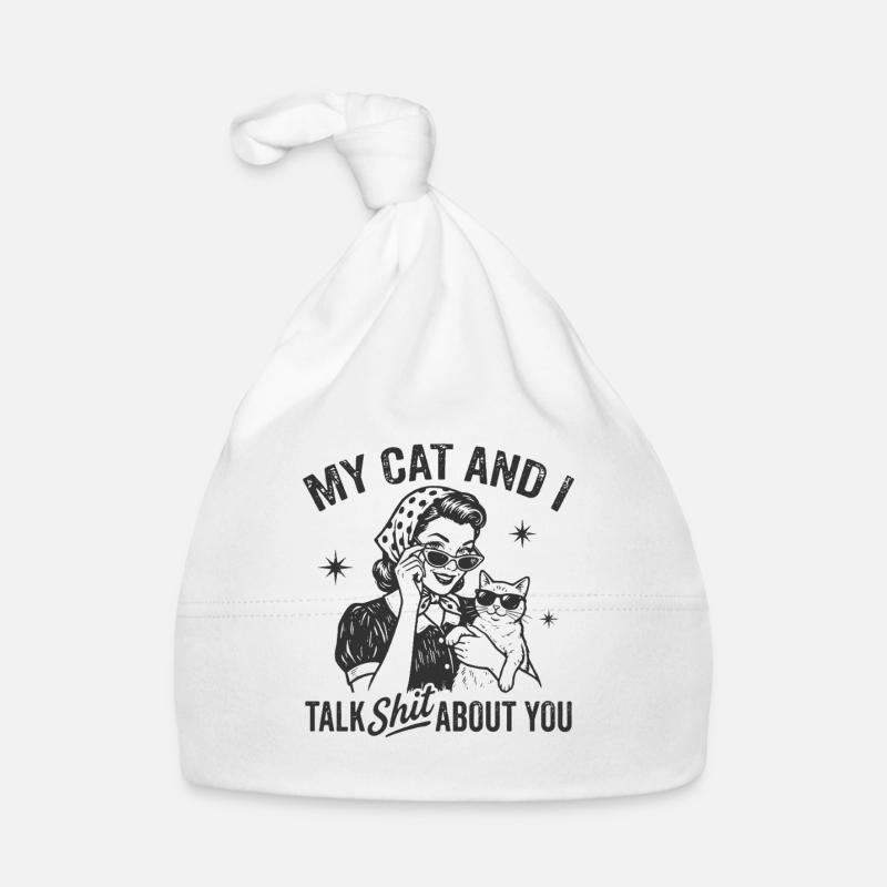 Katzengespräch im Retrostil Lästern Geschenk Baby Bio-Mütze