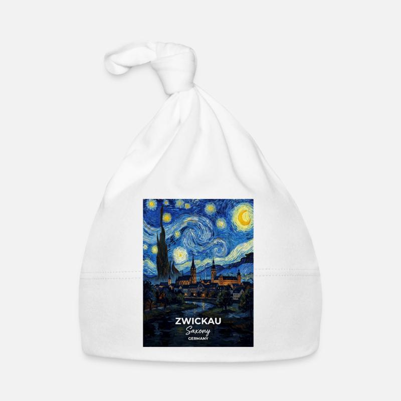 Zwickau Germany in Starry Night Style Organic Baby Cap