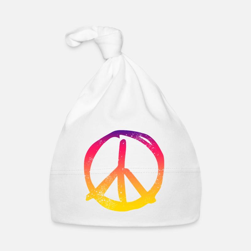 Peacezeichen in Regenbogenfarben Vintage Design Baby Bio-Mütze