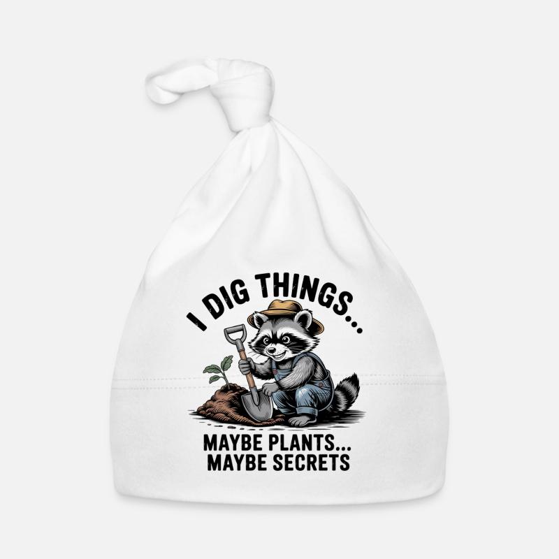 Raccoon Gardener Digging for Plants Organic Baby Cap