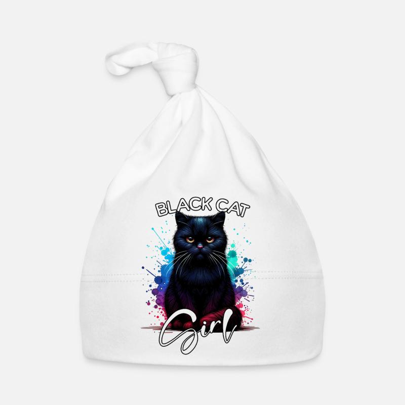 Grumpy Black Cat Mädchen Schwarze Katze Baby Bio-Mütze