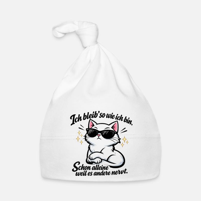 Katze Ich bleib so wie ich bin Spruch Baby Bio-Mütze