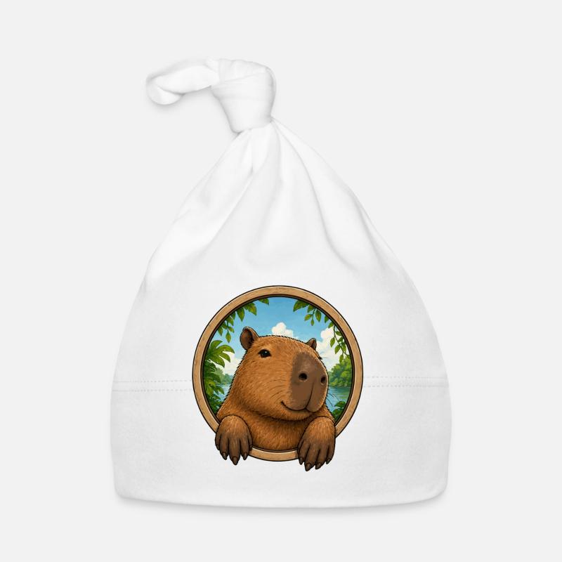 Kuscheliger Capybara im Rahmen Baby Bio-Mütze