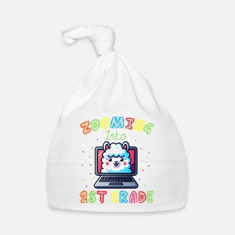 Rainbow Llama on Screen Organic Baby Cap