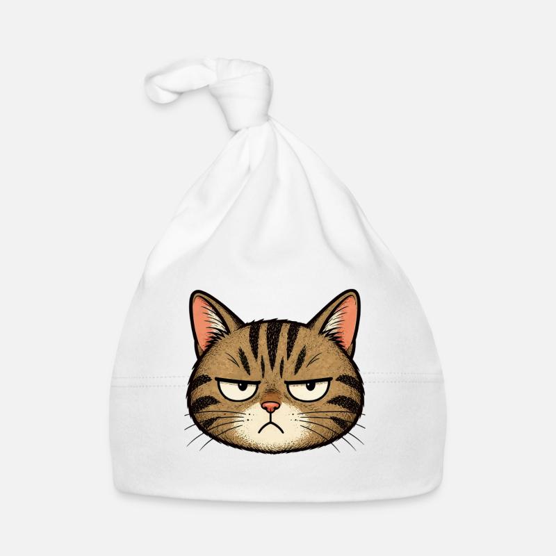 Grimmiger Kater Cartoon Baby Bio-Mütze