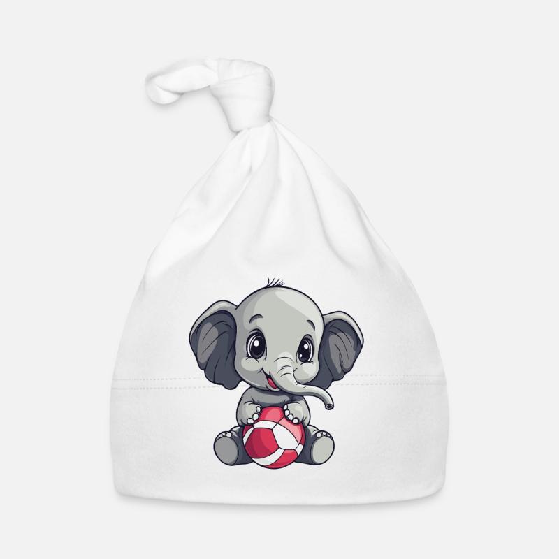 Kleiner Elefant mit Ball Baby Bio-Mütze