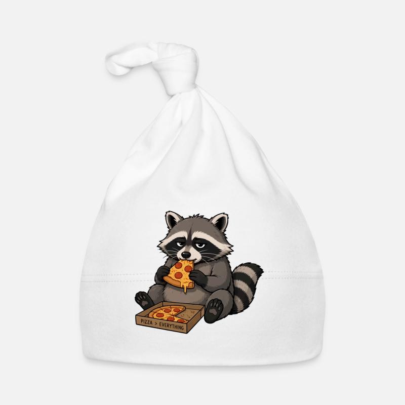 Waschbär nascht Pizza Baby Bio-Mütze
