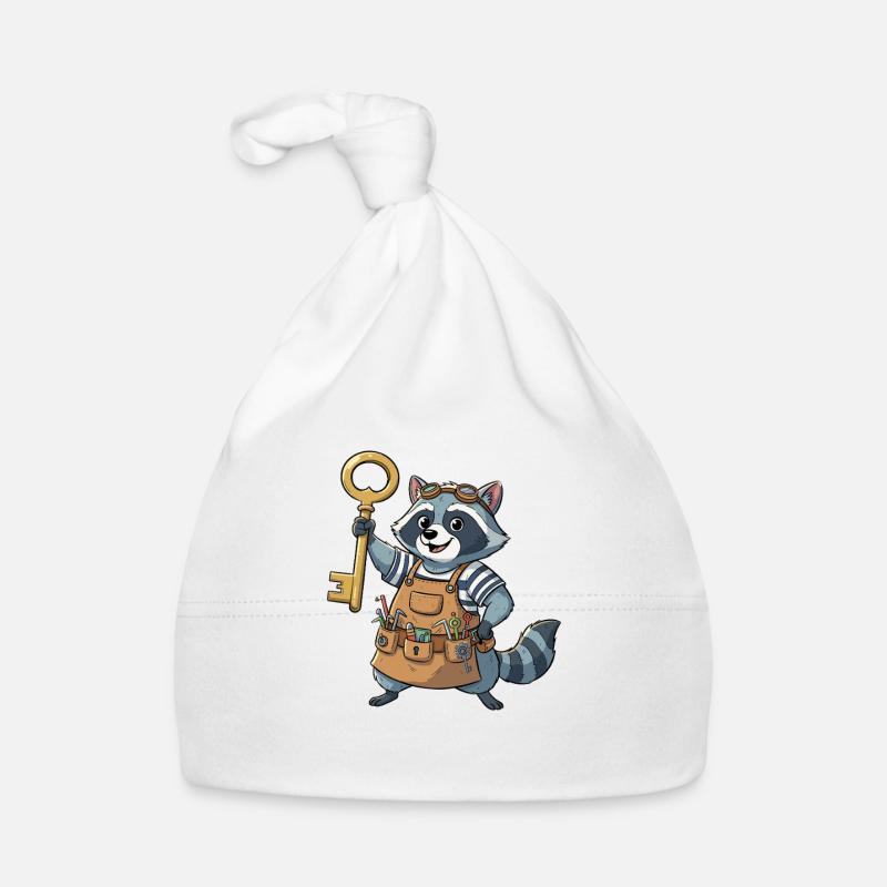 Raton laveur de construction des héros clés Bonnet bio Bébé