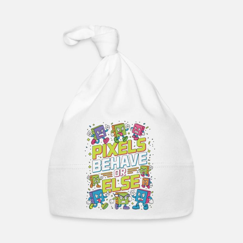 Print Designer Pixels Behave Or Else Visual Design Baby Bio-Mütze