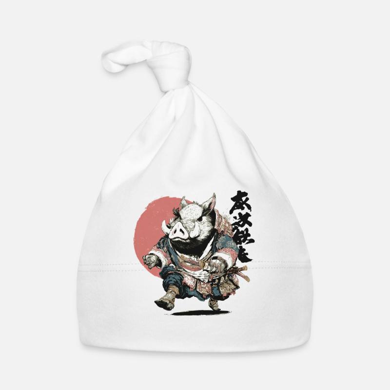 Eber-Samurai in Ukiyo-Rüstung Baby Bio-Mütze