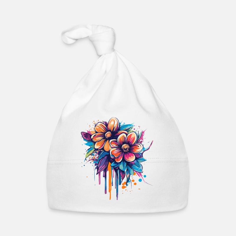 Farbexplosion Blumenstrauß Baby Bio-Mütze