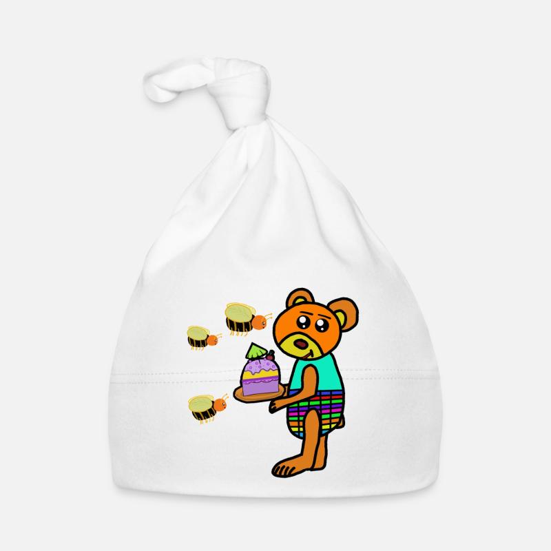Bär mit Geburtstagskuchen Kinder  Baby Bio-Mütze