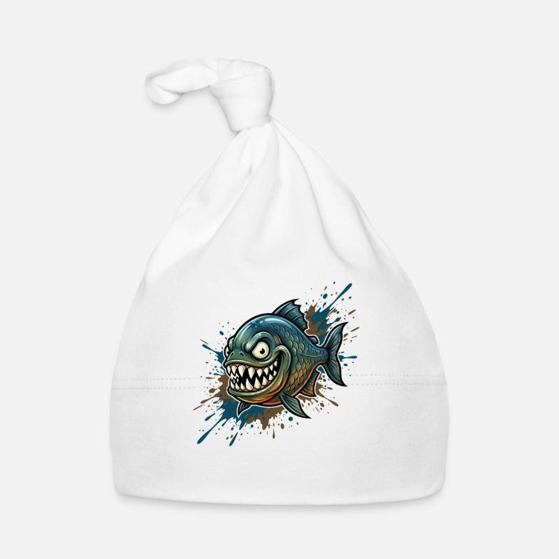 Piranha courageux avec des éclaboussures de peinture Bonnet bio Bébé