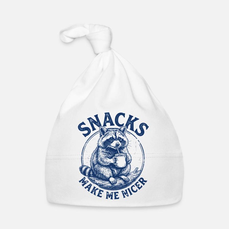 Raccoon, Snacks Make Me Nicer Organic Baby Cap