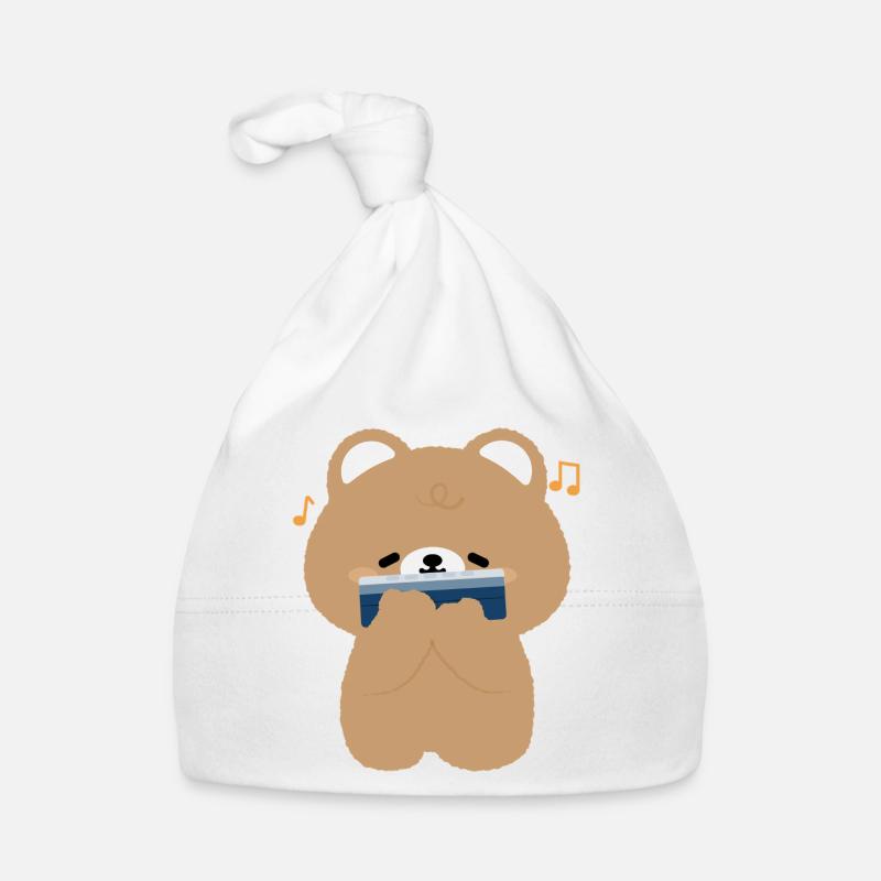 Braune Bär-Mundharmonika Baby Bio-Mütze
