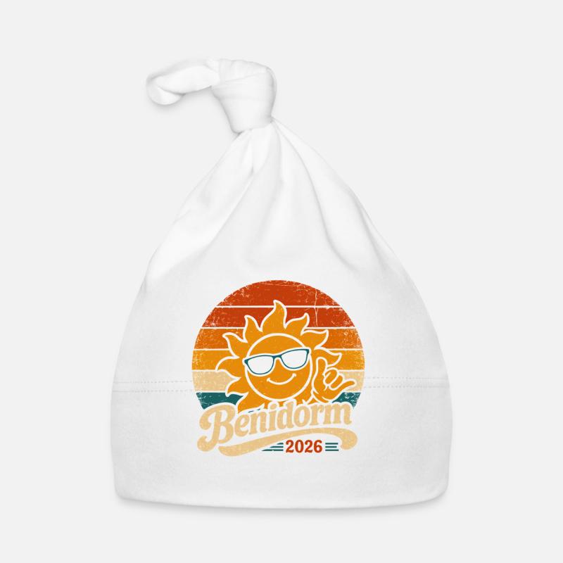 Retro Sonnenlächeln Benidorm 2026 Baby Bio-Mütze