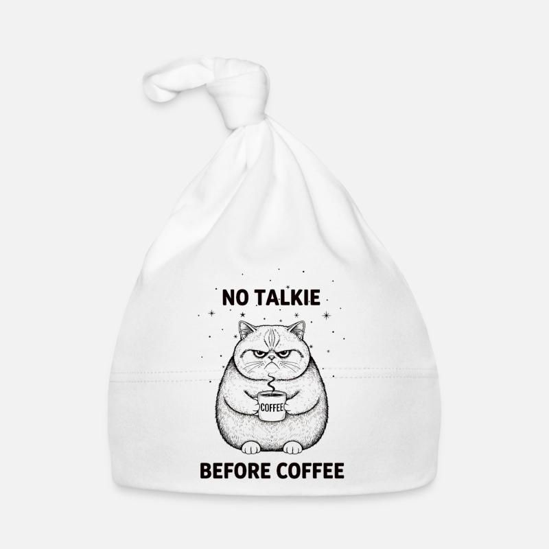 No conversation in front of coffee lover cat Organic Baby Cap