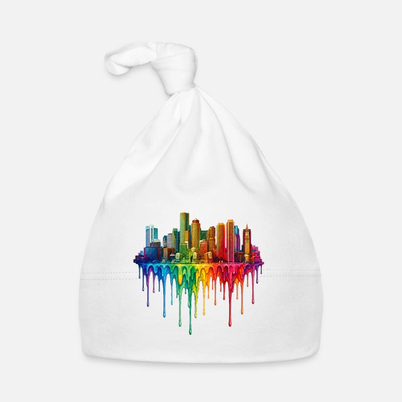 Boston Massachusetts Dripping Paint Organic Baby Cap