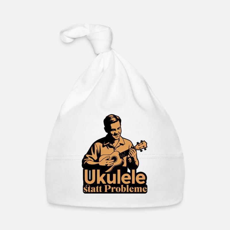 Ukulélé au lieu de problèmes, drôle de disant de ukulélé Bonnet bio Bébé