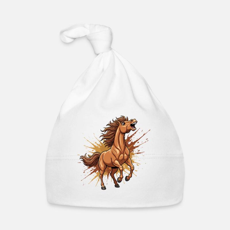 Cheval sauvage dans un flot de couleurs Bonnet bio Bébé