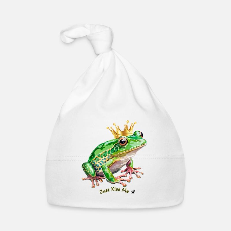 Frog with a crown illustration with inscription Organic Baby Cap