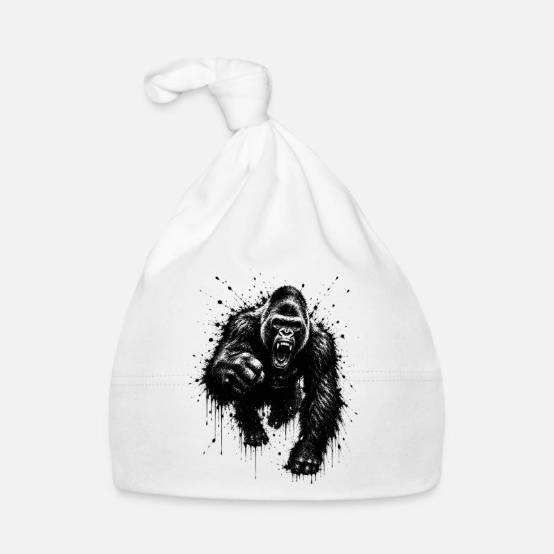 Dunkler Gorilla Sprühdruck Baby Bio-Mütze