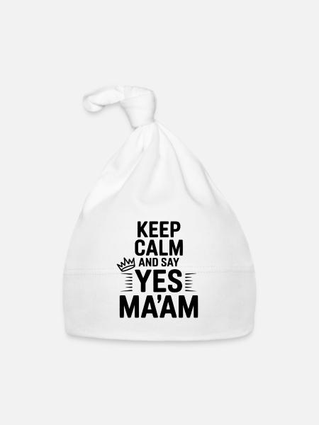 Keep Calm and Say Yes Ma'am - Bonnet bio Bébé - blanc - Devant