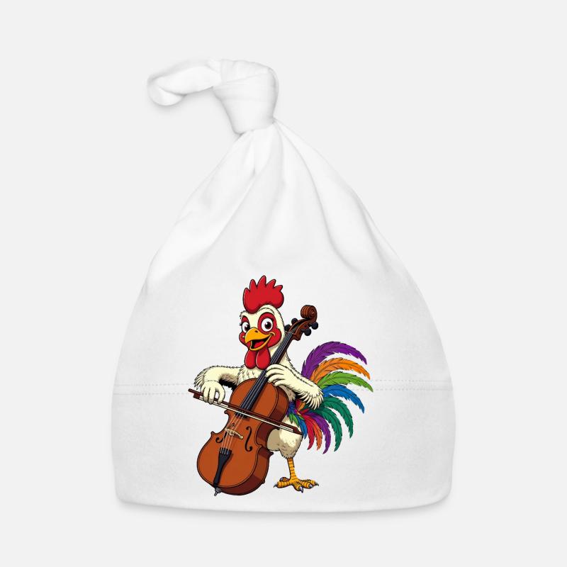 Hahn mit Cello Baby Bio-Mütze