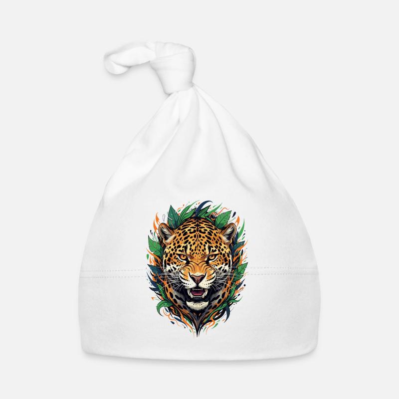 Jaguar head in jungle frame Organic Baby Cap