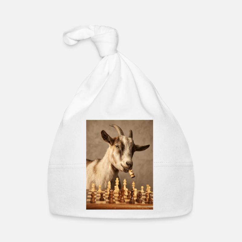 Goat playing chess Organic Baby Cap