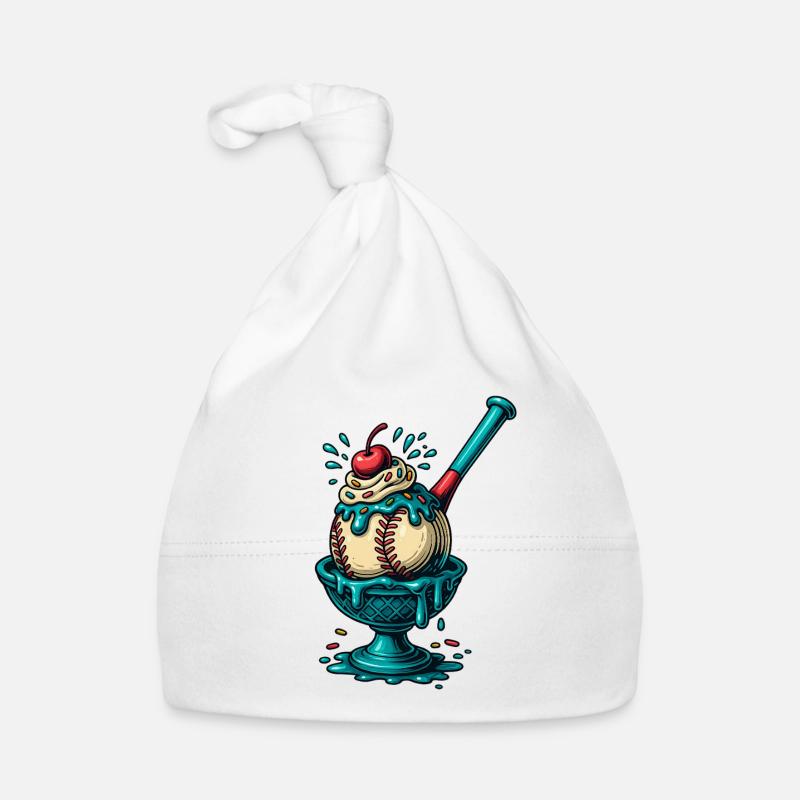 Baseball Sundae Treat Organic Baby Cap